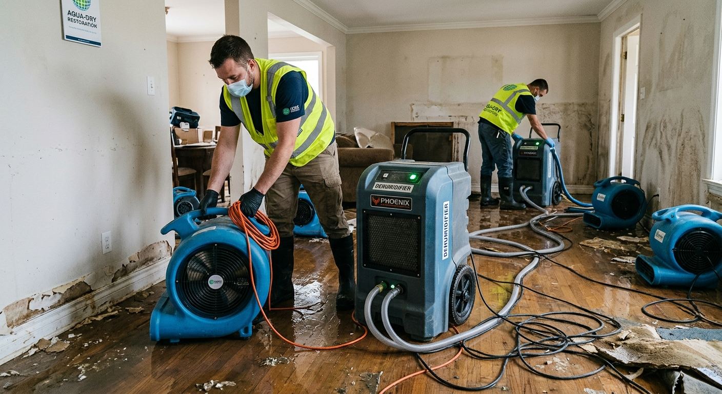Water damage restoration technician in Pocono, Pennsylvania