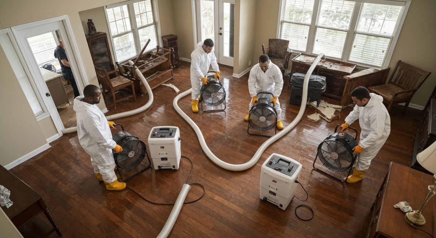 Water damage restoration technician in Thornbury, Pennsylvania