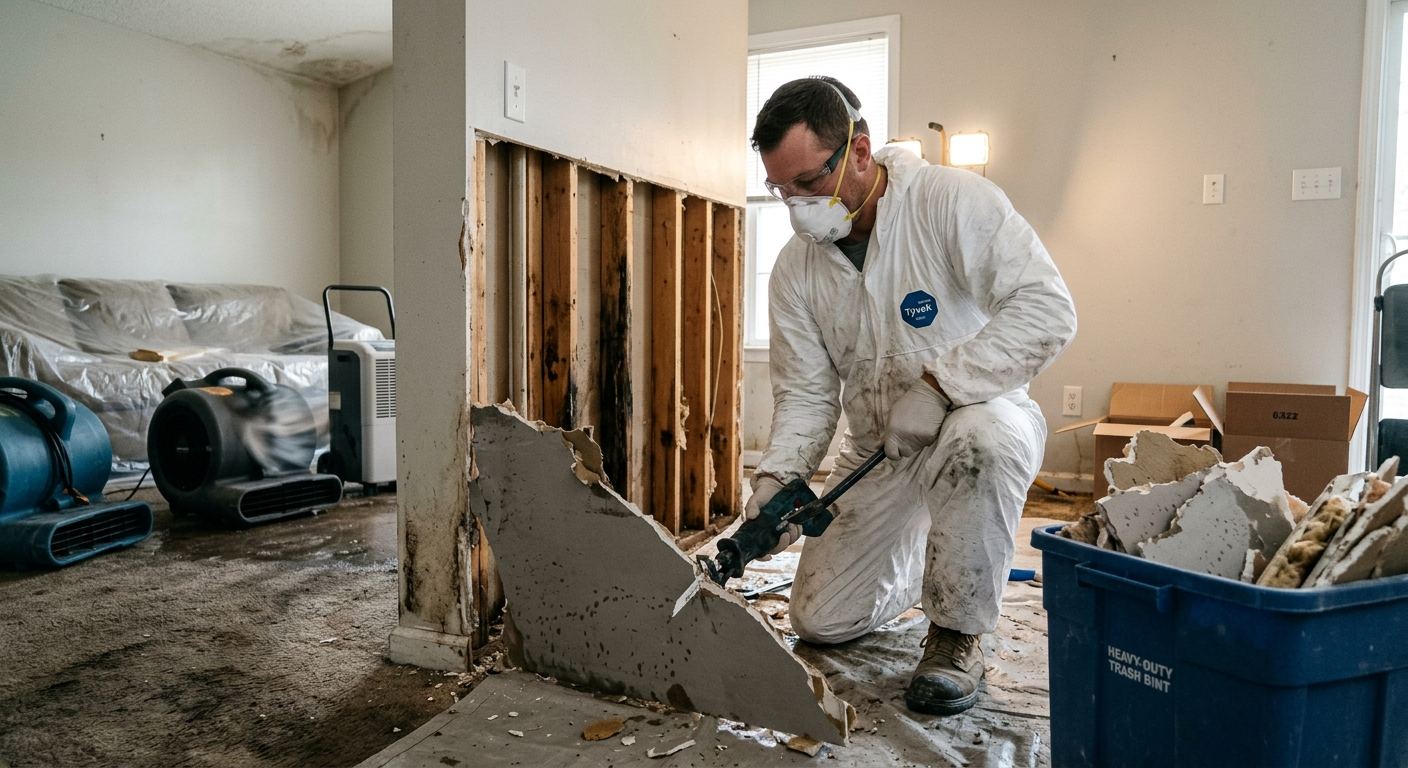 Water damage repair in progress — Lansdowne PA